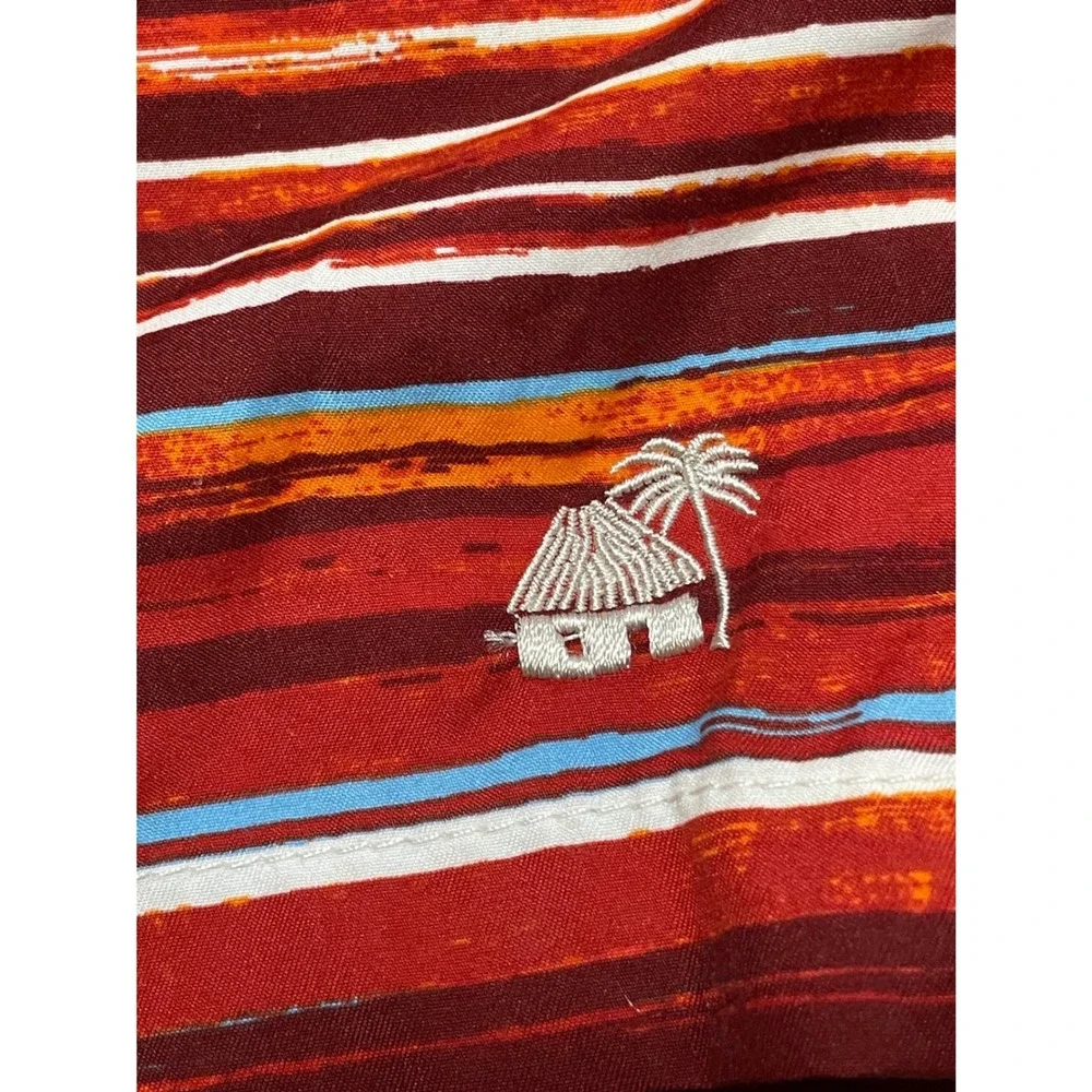 Caribbean Joe Swim Trunks Coral Striped XL MCR9765 Mesh Lined Elastic Waist‎
